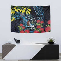 New Zealand Tui Bird Tapestry Maori Koru Mix Pohutukawa