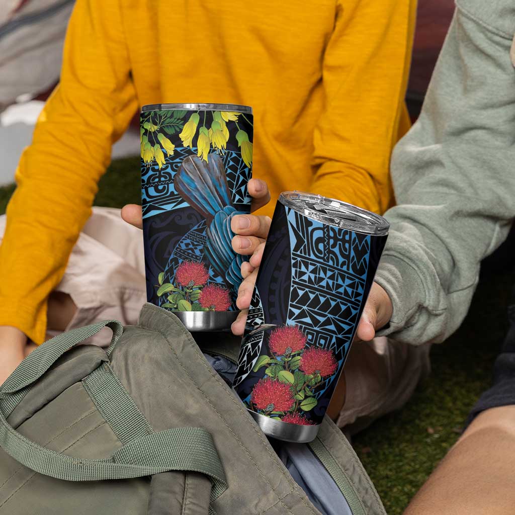 New Zealand Tui Bird Tumbler Cup Maori Koru Mix Pohutukawa