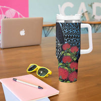 New Zealand Tui Bird Tumbler With Handle Maori Koru Mix Pohutukawa