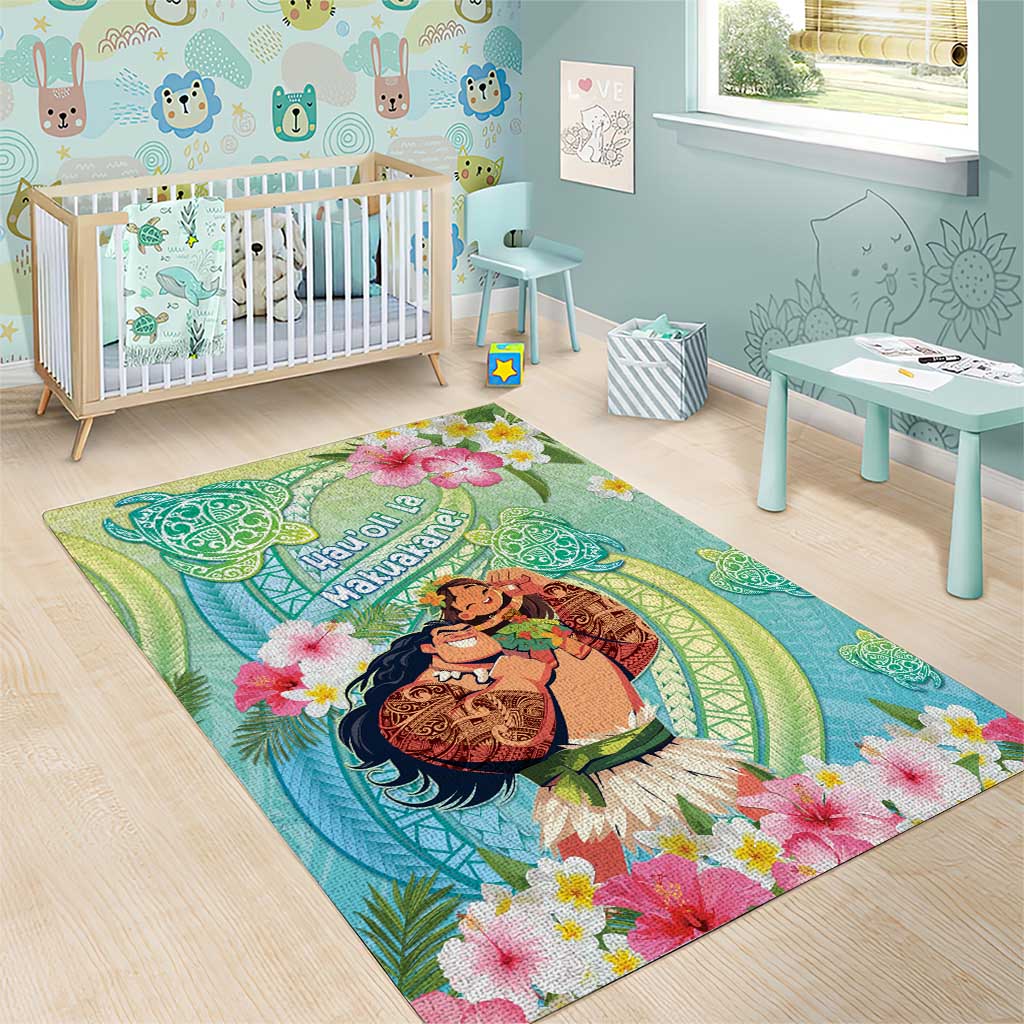 Hawaii Father's Day Area Rug Happy Father And Child