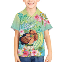 Personalised Hawaii Father's Day Family Matching Long Sleeve Bodycon Dress and Hawaiian Shirt Happy Father And Child DT04 Son's Shirt Green - Polynesian Pride