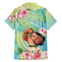Personalised Hawaii Father's Day Family Matching Off The Shoulder Long Sleeve Dress and Hawaiian Shirt Happy Father And Child DT04 - Polynesian Pride