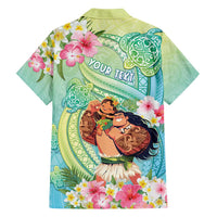 Personalised Hawaii Father's Day Family Matching Short Sleeve Bodycon Dress and Hawaiian Shirt Happy Father And Child DT04 - Polynesian Pride