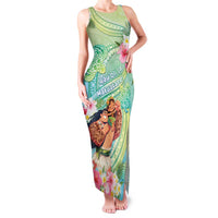 Personalised Hawaii Father's Day Family Matching Tank Maxi Dress and Hawaiian Shirt Happy Father And Child