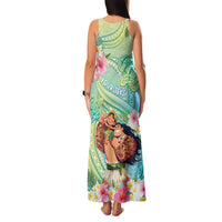 Personalised Hawaii Father's Day Family Matching Tank Maxi Dress and Hawaiian Shirt Happy Father And Child