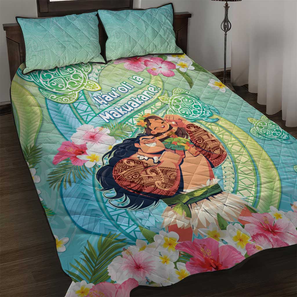 Hawaii Father's Day Quilt Bed Set Happy Father And Child