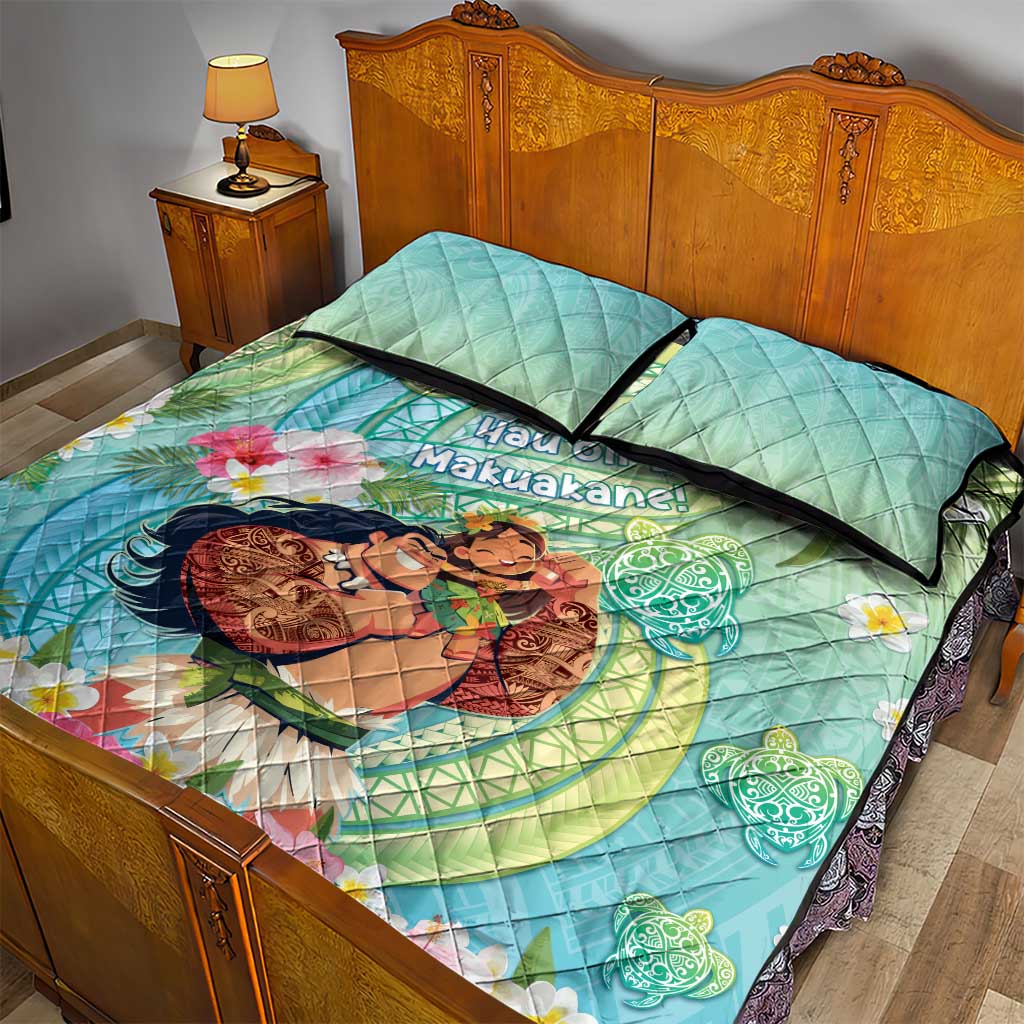 Hawaii Father's Day Quilt Bed Set Happy Father And Child