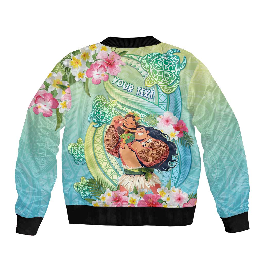 Personalised Hawaii Father's Day Sleeve Zip Bomber Jacket Happy Father And Child