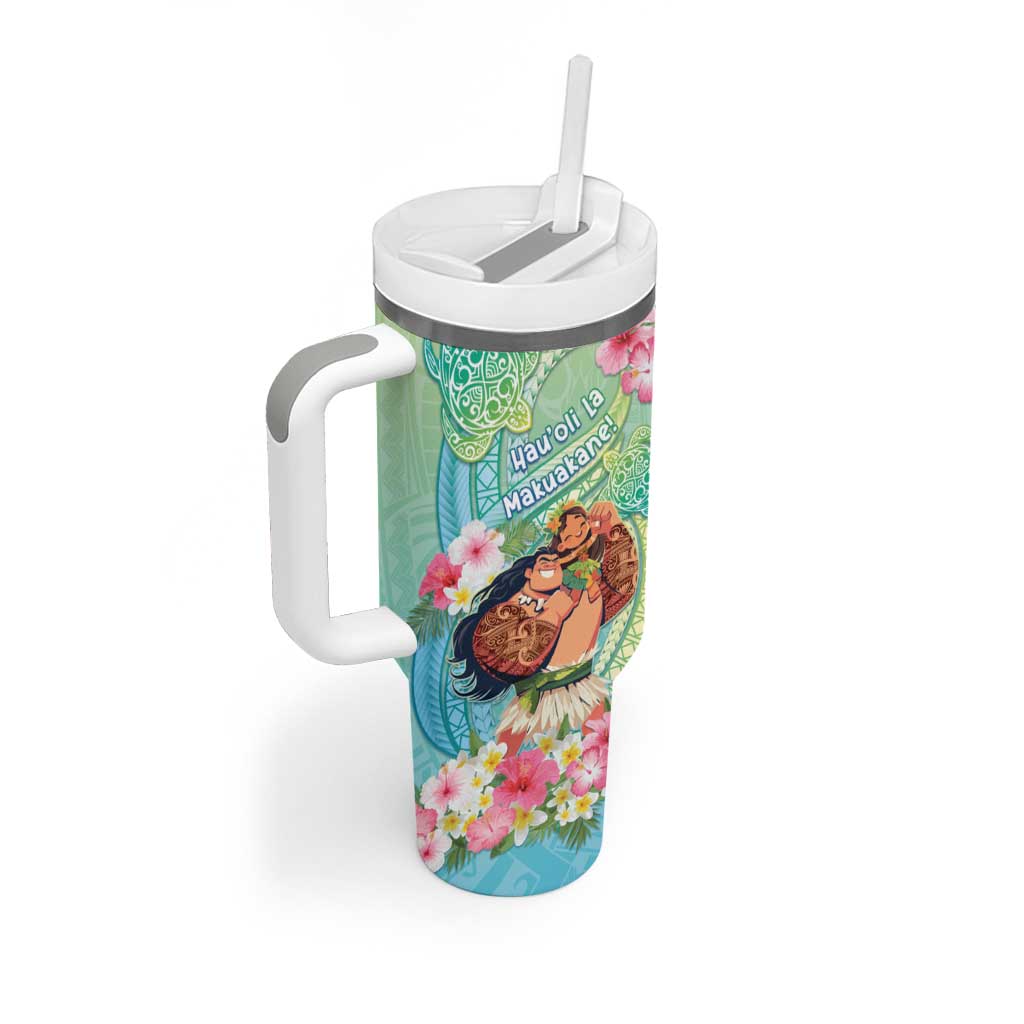 Personalised Hawaii Father's Day Tumbler With Handle Happy Father And Child