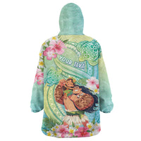 Personalised Hawaii Father's Day Wearable Blanket Hoodie Happy Father And Child