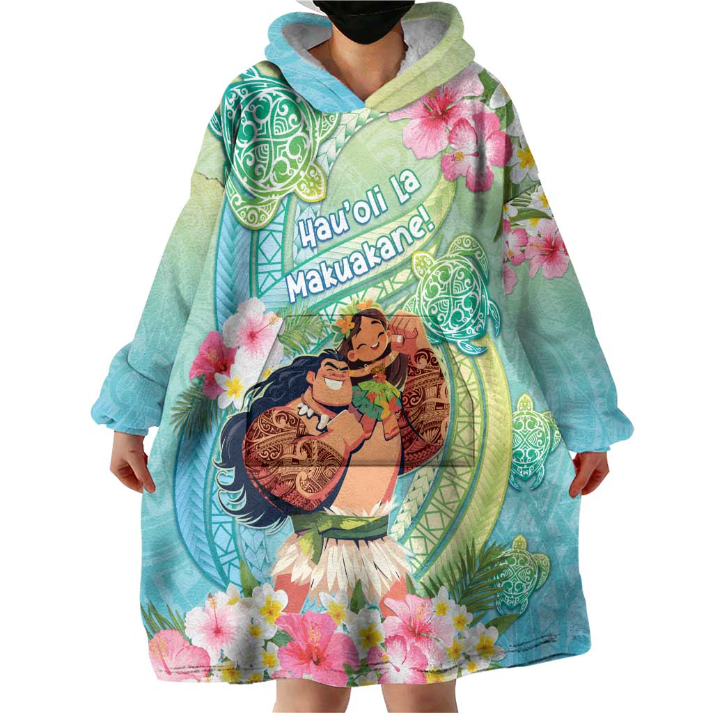 Personalised Hawaii Father's Day Wearable Blanket Hoodie Happy Father And Child