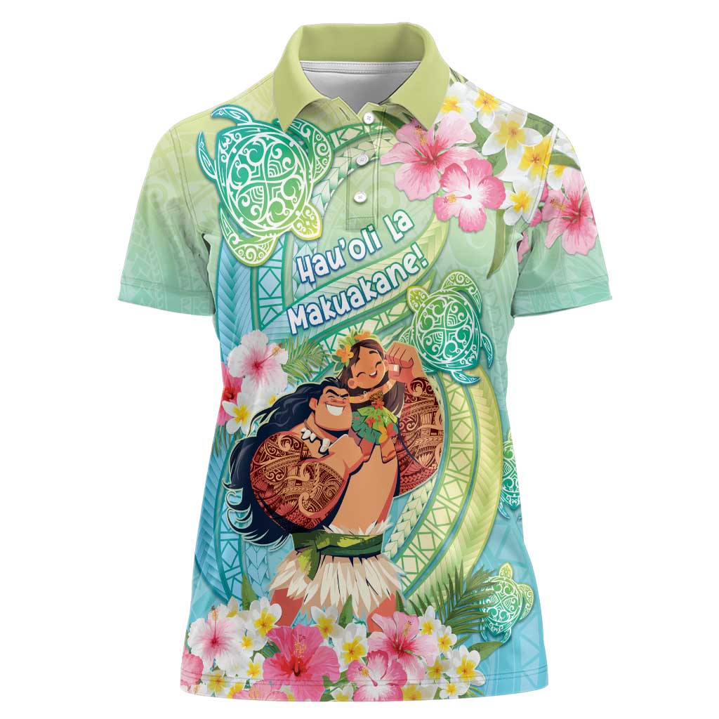 Personalised Hawaii Father's Day Women Polo Shirt Happy Father And Child