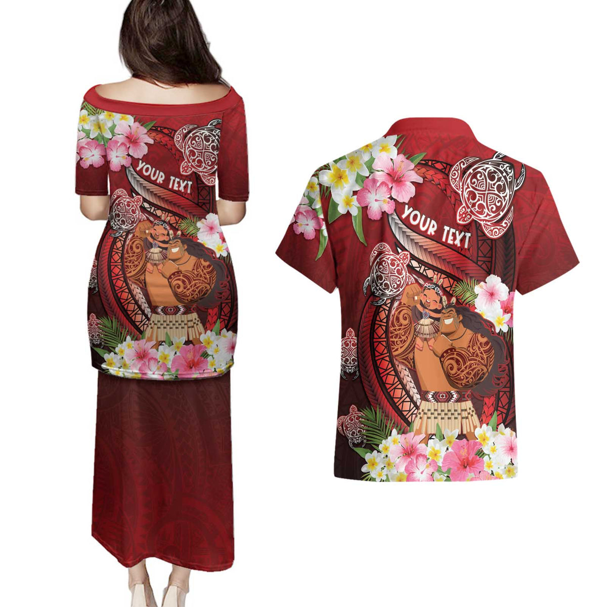 Personalised New Zealand Father's Day Couples Matching Puletasi and Hawaiian Shirt Happy Father And Child DT04 - Polynesian Pride