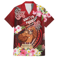 Personalised New Zealand Father's Day Family Matching Long Sleeve Bodycon Dress and Hawaiian Shirt Happy Father And Child DT04 Dad's Shirt - Short Sleeve Red - Polynesian Pride