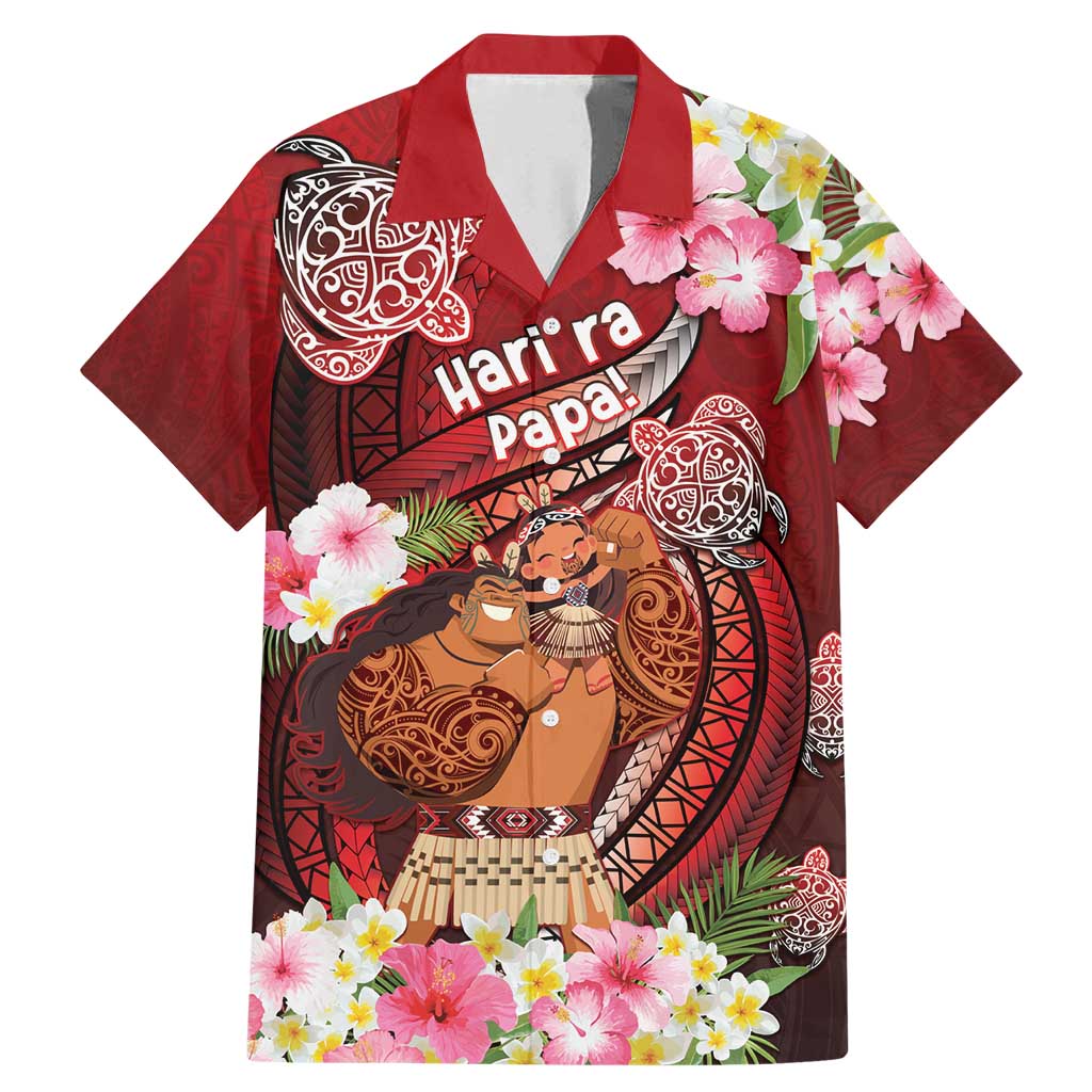 Personalised New Zealand Father's Day Family Matching Mermaid Dress and Hawaiian Shirt Happy Father And Child DT04 Dad's Shirt - Short Sleeve Red - Polynesian Pride