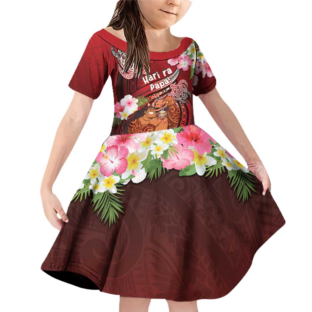 Personalised New Zealand Father's Day Family Matching Off Shoulder Short Dress and Hawaiian Shirt Happy Father And Child