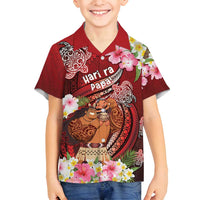 Personalised New Zealand Father's Day Family Matching Puletasi and Hawaiian Shirt Happy Father And Child DT04 Son's Shirt Red - Polynesian Pride