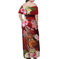 Personalised New Zealand Father's Day Off Shoulder Maxi Dress Happy Father And Child