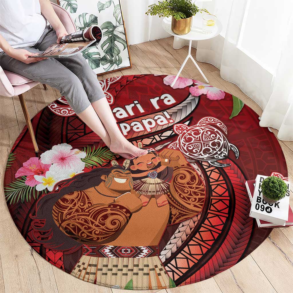 New Zealand Father's Day Round Carpet Happy Father And Child