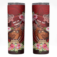 Personalised New Zealand Father's Day Skinny Tumbler Happy Father And Child DT04 Red - Polynesian Pride