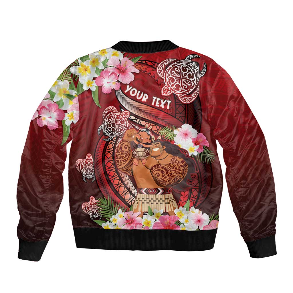 Personalised New Zealand Father's Day Sleeve Zip Bomber Jacket Happy Father And Child