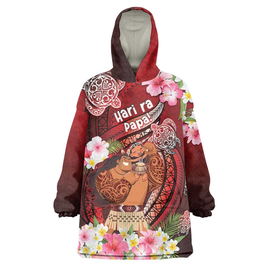 Personalised New Zealand Father's Day Wearable Blanket Hoodie Happy Father And Child