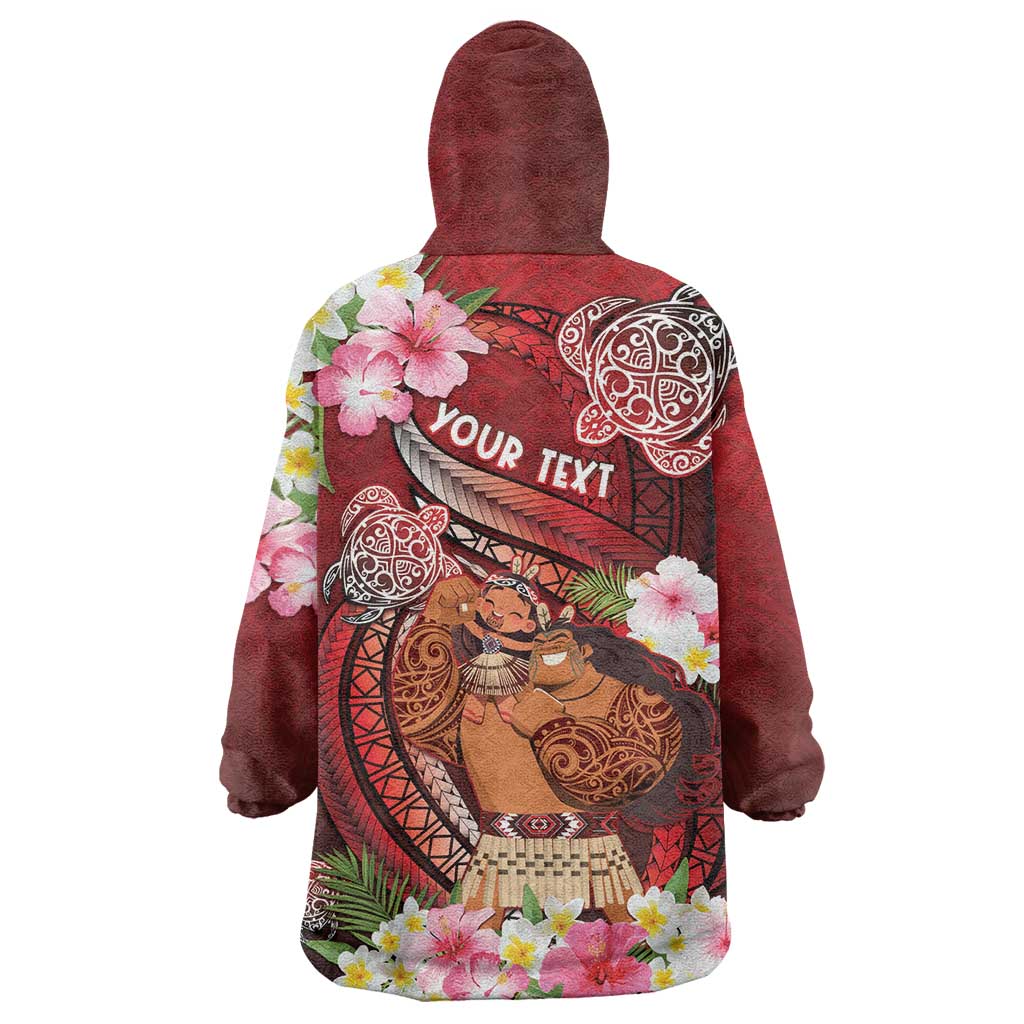 Personalised New Zealand Father's Day Wearable Blanket Hoodie Happy Father And Child