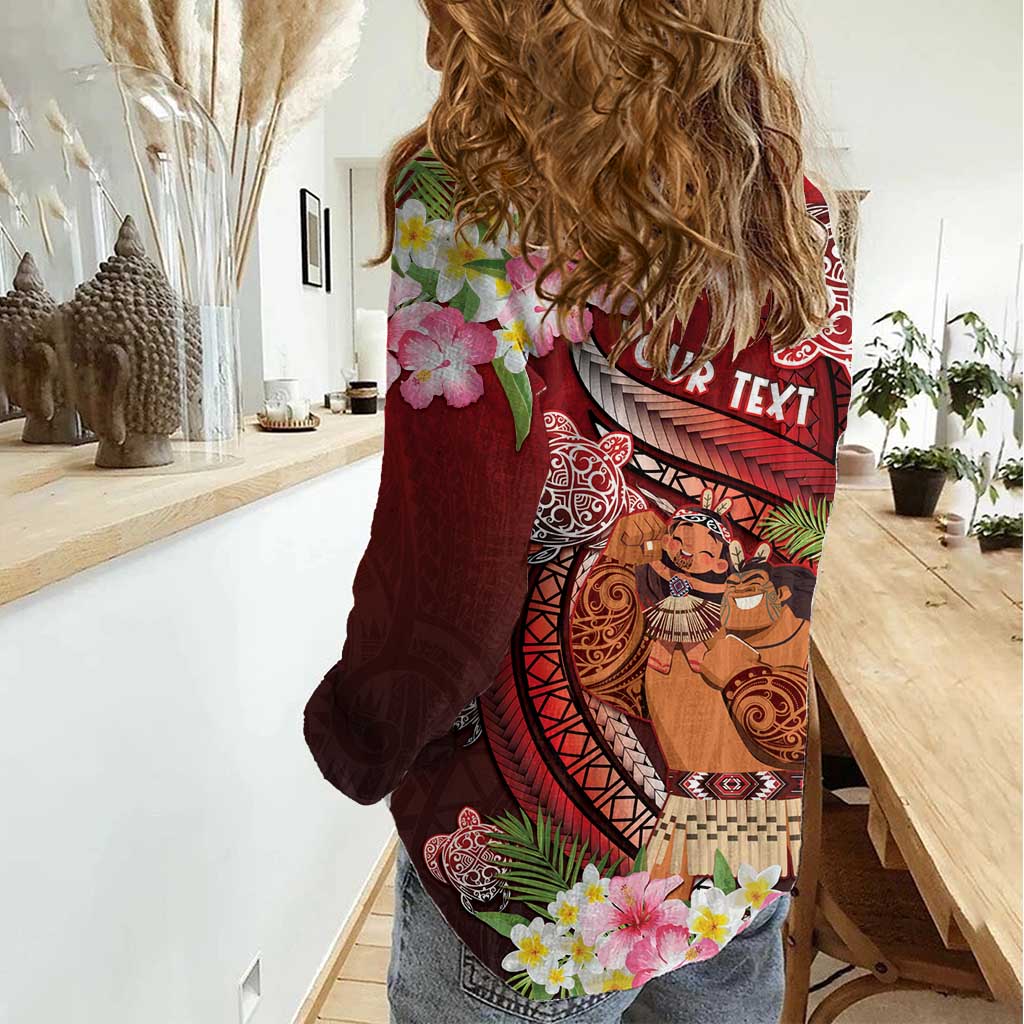 Personalised New Zealand Father's Day Women Casual Shirt Happy Father And Child