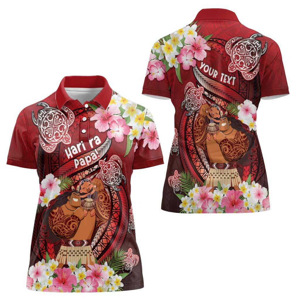 Personalised New Zealand Father's Day Women Polo Shirt Happy Father And Child