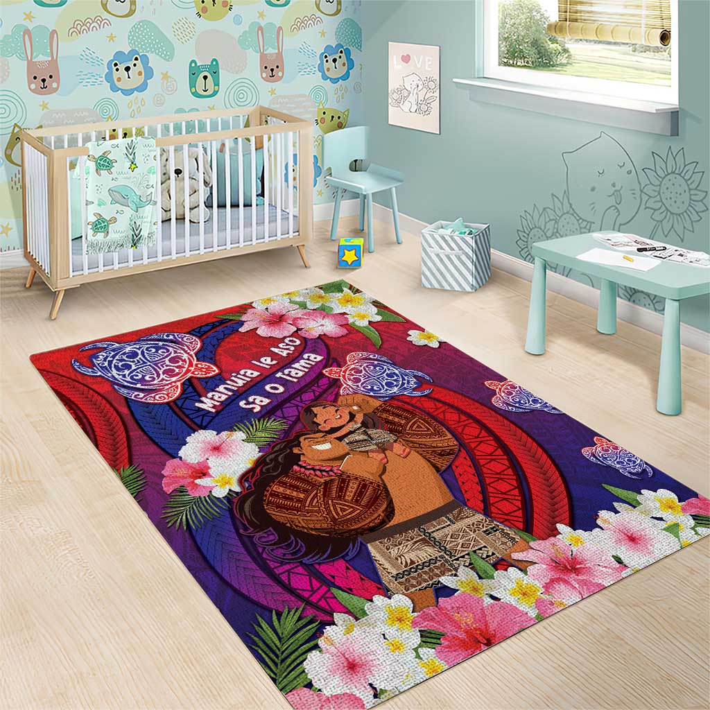 Samoa Father's Day Area Rug Happy Father And Child