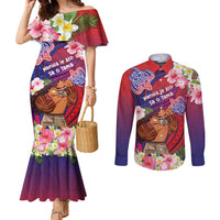 Personalised Samoa Father's Day Couples Matching Mermaid Dress and Long Sleeve Button Shirt Happy Father And Child