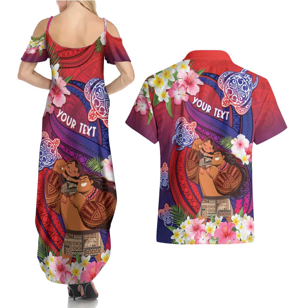 Personalised Samoa Father's Day Couples Matching Summer Maxi Dress and Hawaiian Shirt Happy Father And Child