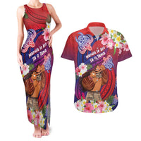 Personalised Samoa Father's Day Couples Matching Tank Maxi Dress and Hawaiian Shirt Happy Father And Child