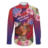 Personalised Samoa Father's Day Family Matching Long Sleeve Bodycon Dress and Hawaiian Shirt Happy Father And Child