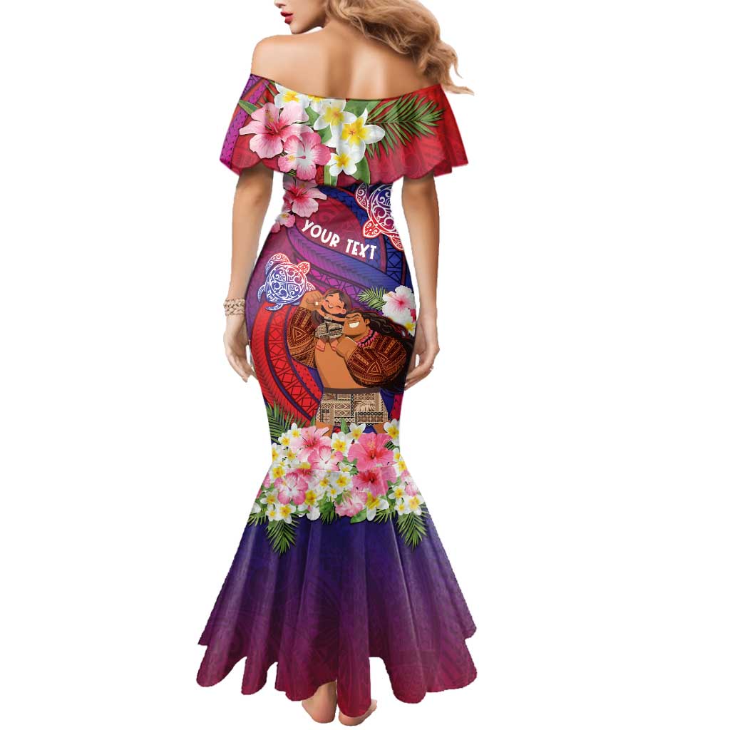 Personalised Samoa Father's Day Family Matching Mermaid Dress and Hawaiian Shirt Happy Father And Child