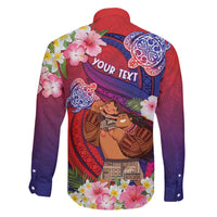 Personalised Samoa Father's Day Family Matching Off The Shoulder Long Sleeve Dress and Hawaiian Shirt Happy Father And Child