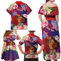 Personalised Samoa Father's Day Family Matching Off Shoulder Maxi Dress and Hawaiian Shirt Happy Father And Child