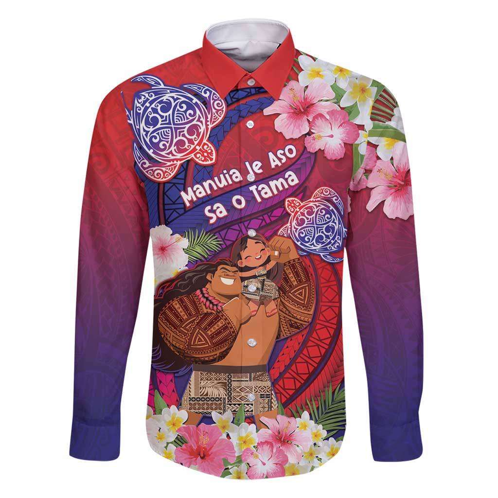 Personalised Samoa Father's Day Family Matching Off Shoulder Short Dress and Hawaiian Shirt Happy Father And Child