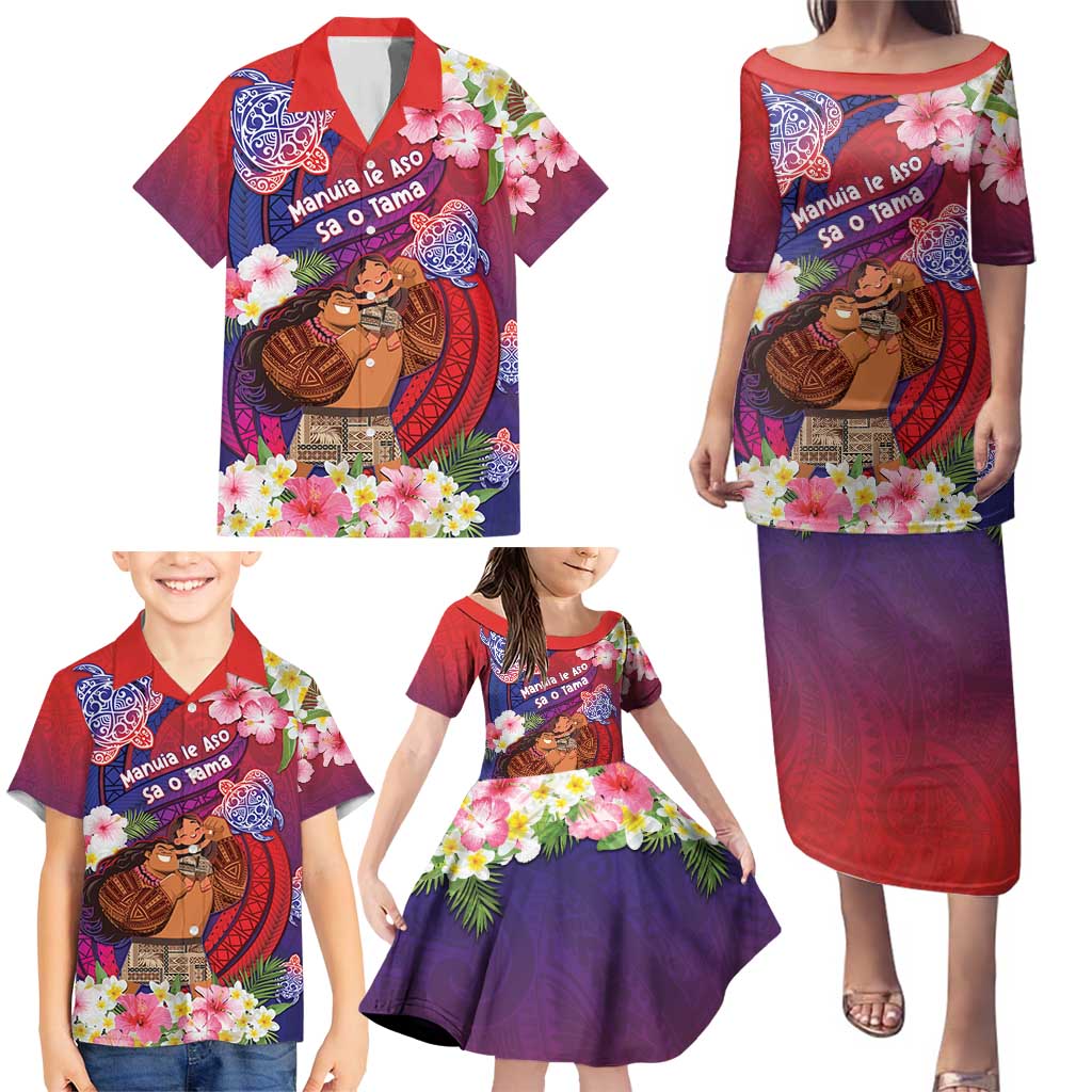 Personalised Samoa Father's Day Family Matching Puletasi and Hawaiian Shirt Happy Father And Child