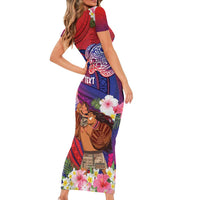 Personalised Samoa Father's Day Family Matching Short Sleeve Bodycon Dress and Hawaiian Shirt Happy Father And Child