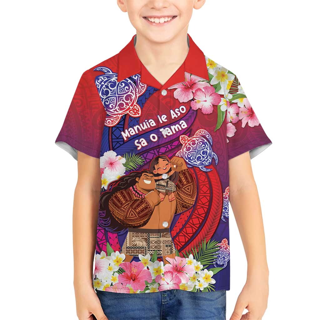 Personalised Samoa Father's Day Family Matching Summer Maxi Dress and Hawaiian Shirt Happy Father And Child