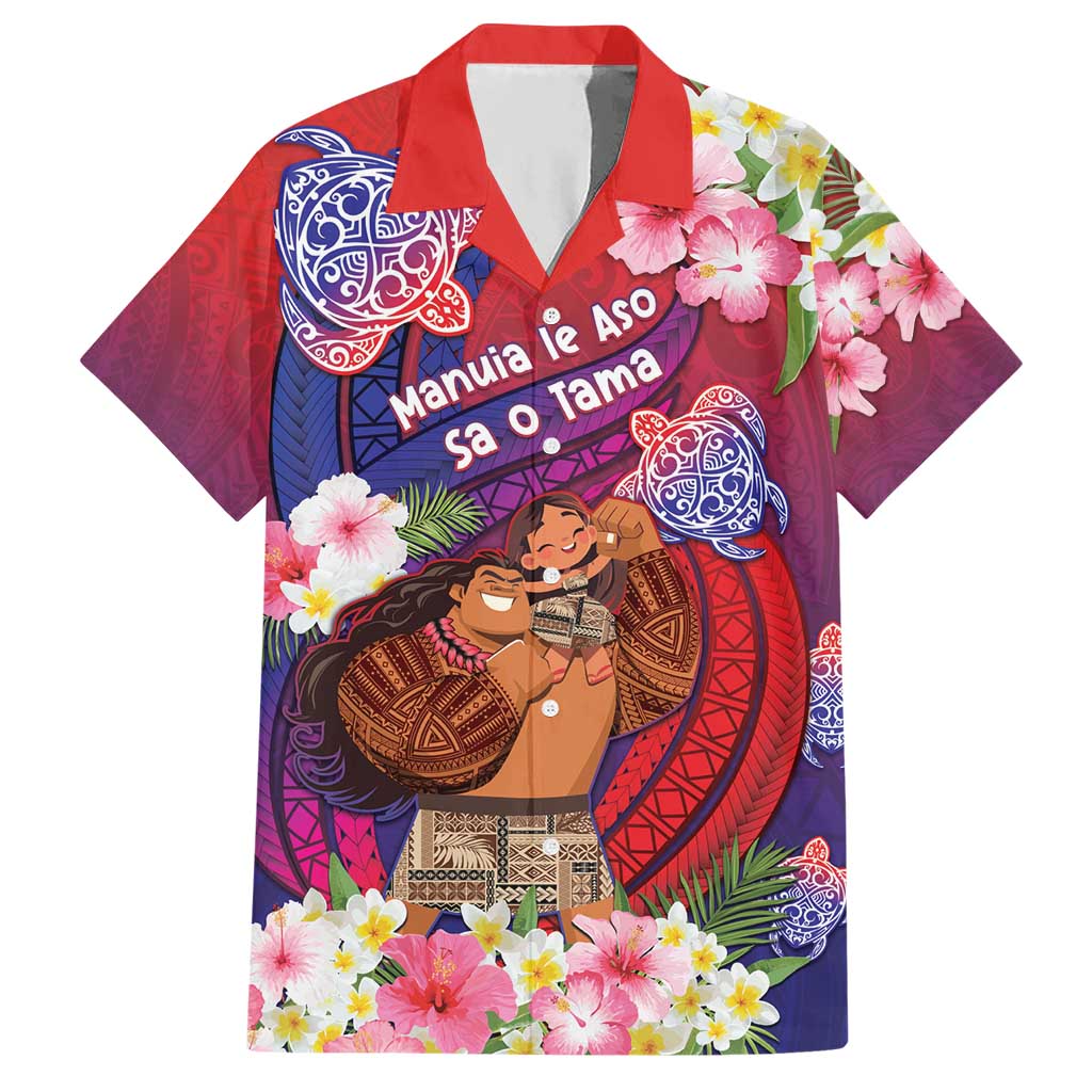 Personalised Samoa Father's Day Hawaiian Shirt Happy Father And Child