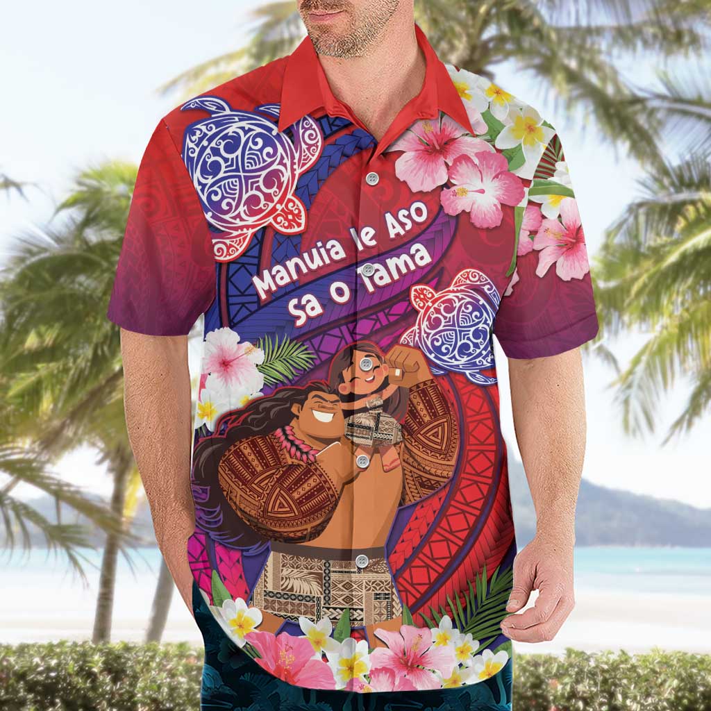 Personalised Samoa Father's Day Hawaiian Shirt Happy Father And Child