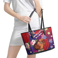 Samoa Father's Day Leather Tote Bag Happy Father And Child