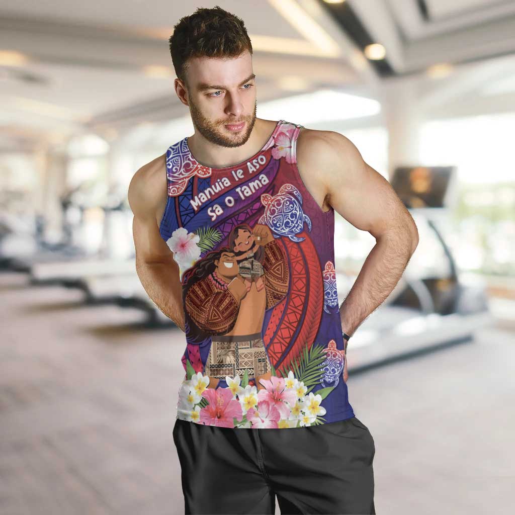 Personalised Samoa Father's Day Men Tank Top Happy Father And Child