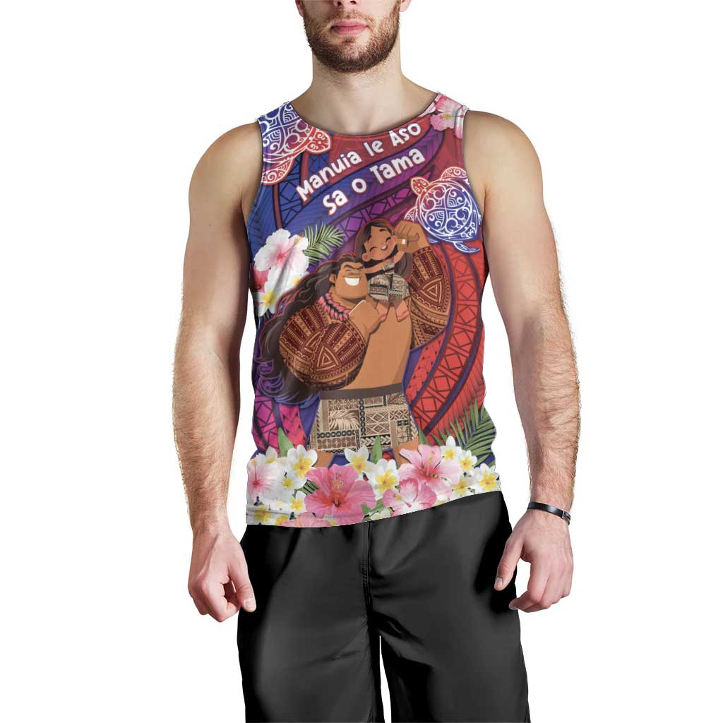 Personalised Samoa Father's Day Men Tank Top Happy Father And Child