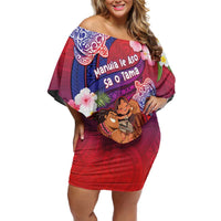 Personalised Samoa Father's Day Off Shoulder Short Dress Happy Father And Child