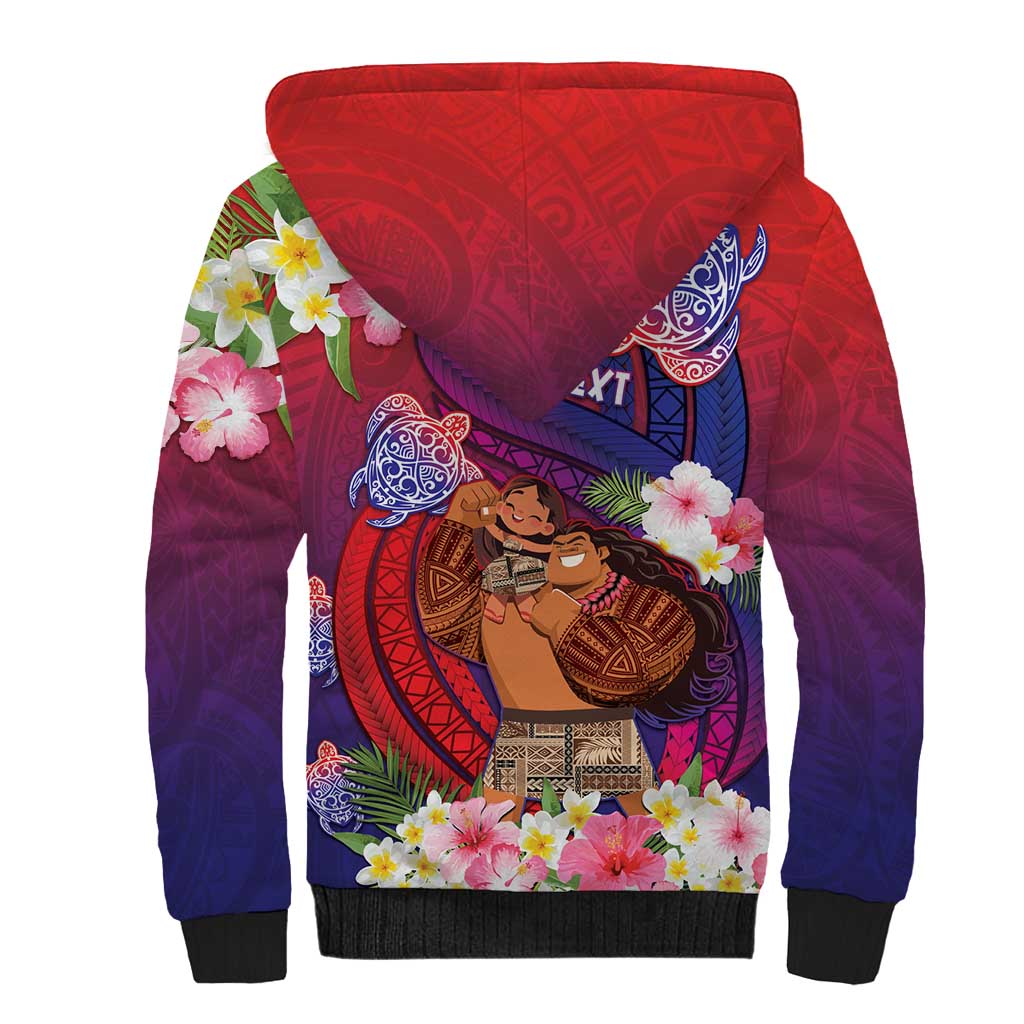 Personalised Samoa Father's Day Sherpa Hoodie Happy Father And Child