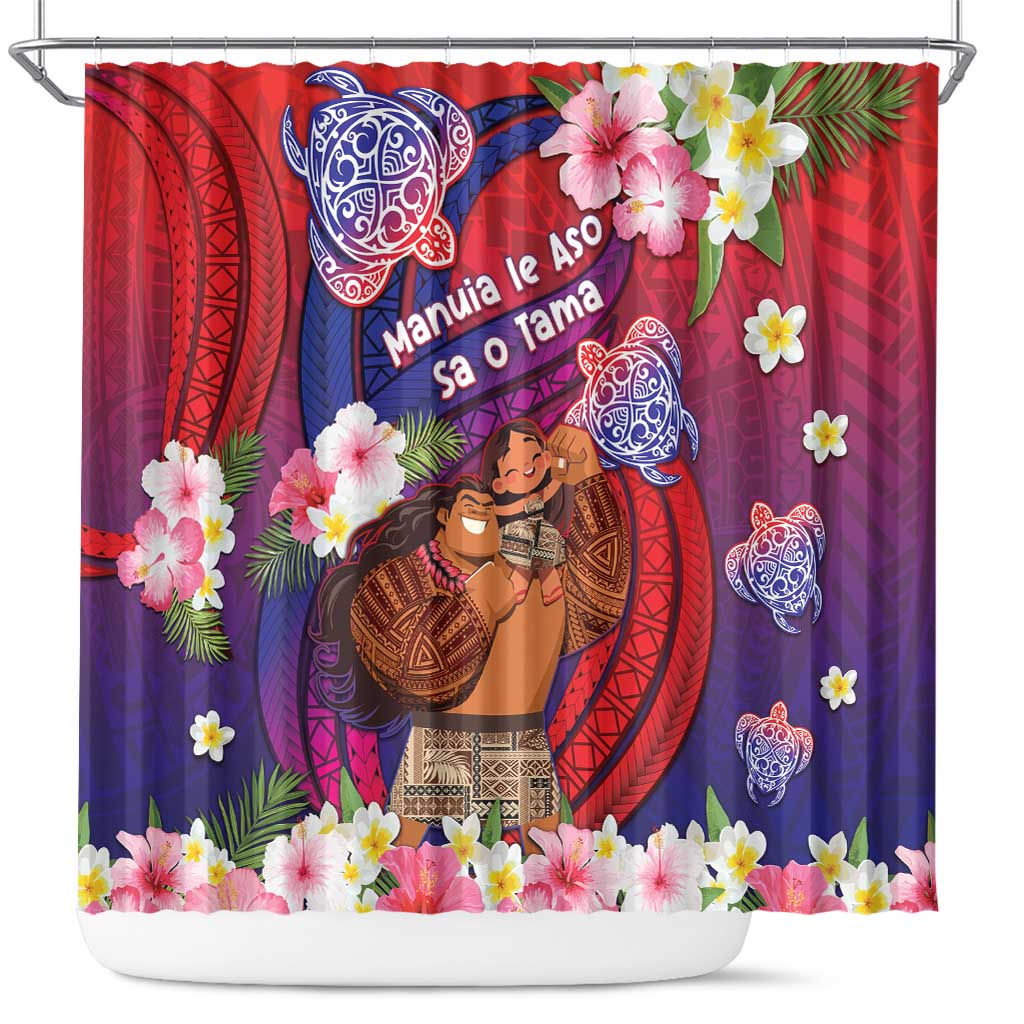 Samoa Father's Day Shower Curtain Happy Father And Child