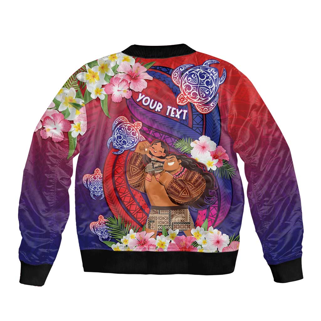 Personalised Samoa Father's Day Sleeve Zip Bomber Jacket Happy Father And Child